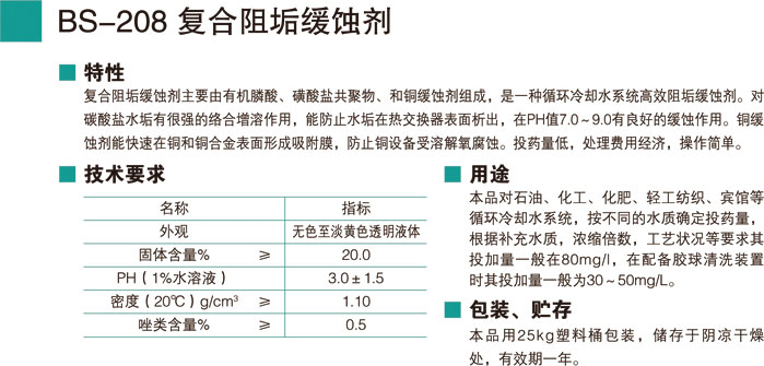 BS-208复合阻垢缓蚀剂